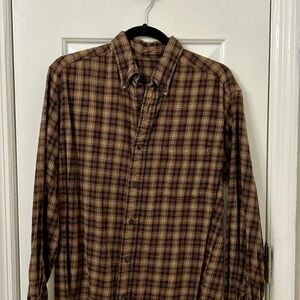 Brown Casual Button Down Shirt with Plaid Design